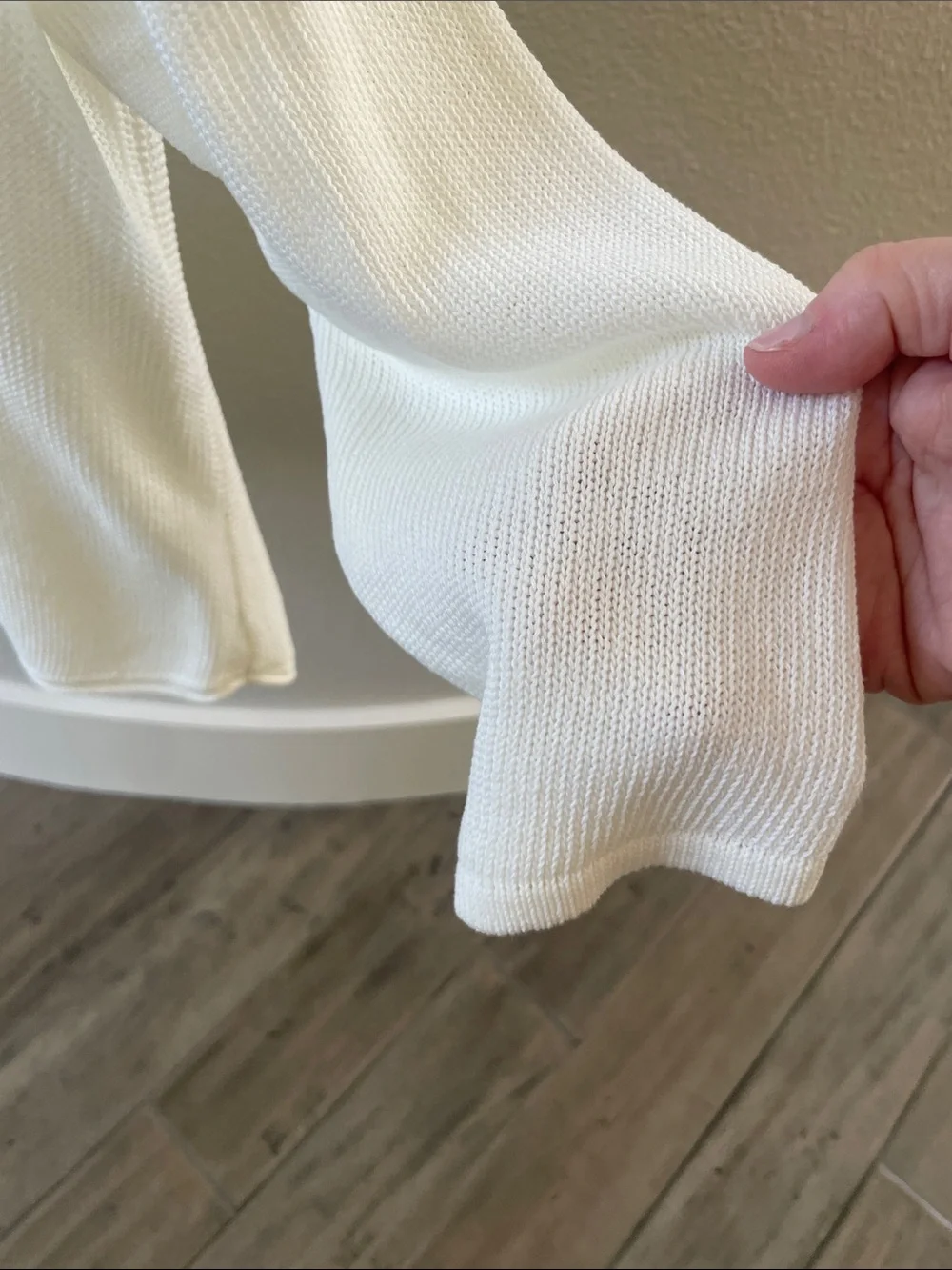 Investments Cream Textured V-Neck Pullover
